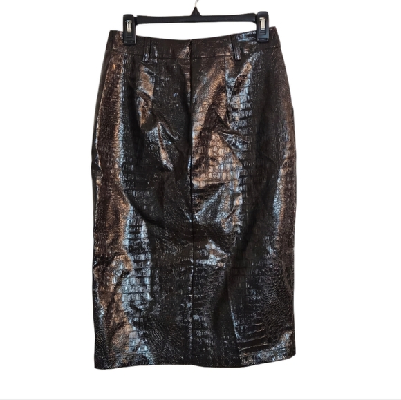 Rachel Comey X Target Croc Embossed Brown Faux Leather Button-down Skirt sz 4 - Picture 4 of 10